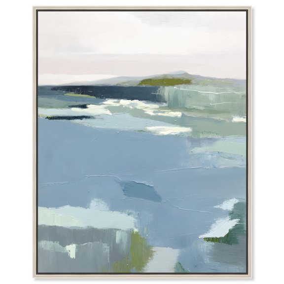 Calming Waves Canvas Print Coastal Wall Decor by Notoriart, Silver Frame, 30 x 36