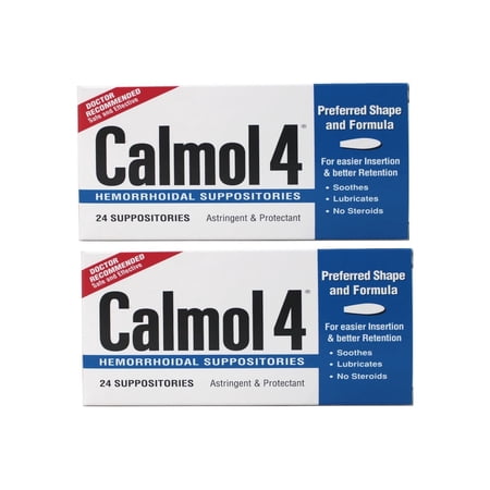 Calmol 4 Hemorrhoidal Suppositories 24 Each (Pack of 2)