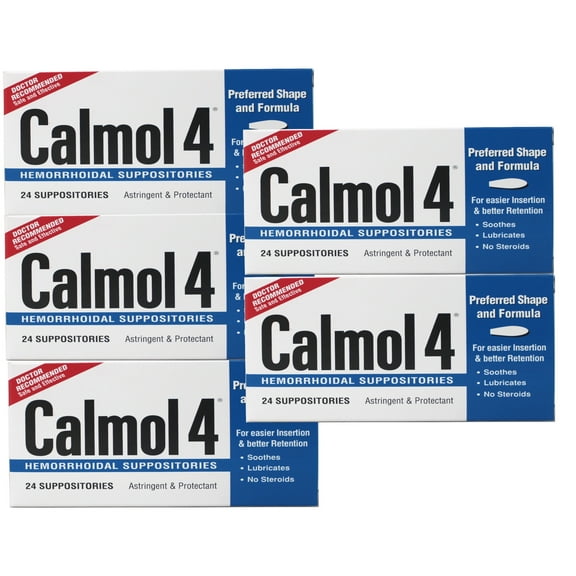 Calmol 4 Hemorrhoidal Suppositories 24 Each (Pack of 5)