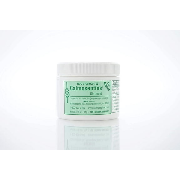 Calmoseptine Moisture Barrier Ointment, Skin Protectant Cream, 2.5 oz Jar, 0799-0001-03 (12 Count)