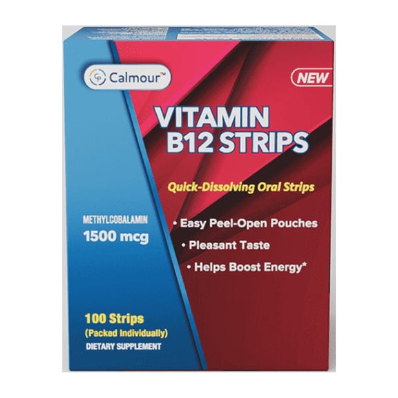 Calmour Vitamin B12 Quick Dissolving Oral Strips, Dietary Supplement - Pack of 100