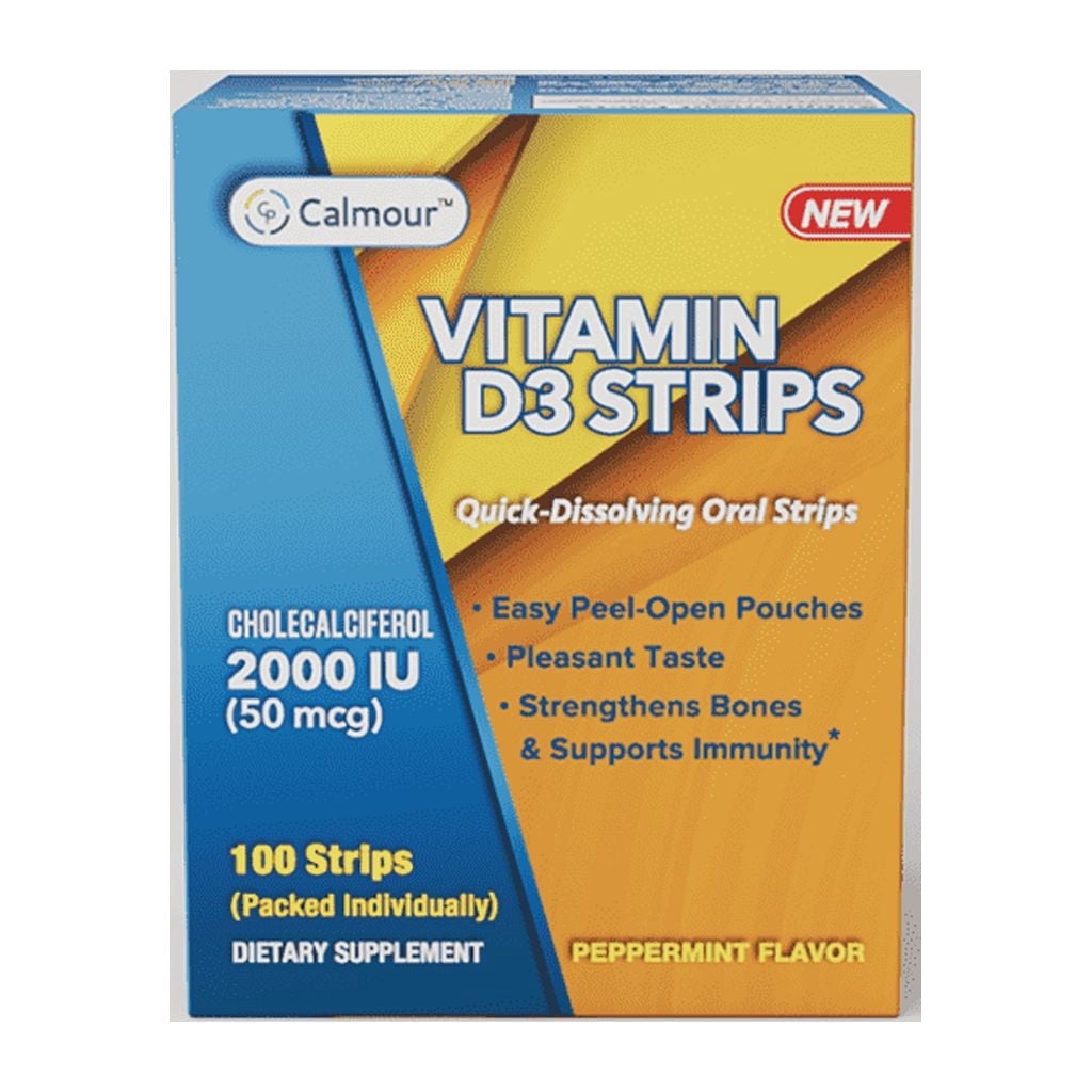 Calmour Vitamin D3 Quick Dissolving Oral Strips Dietary Supplements Pack of 100