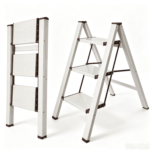Calmwrd Step Ladder Folding 3 Step Ladders Off White Aluminum Step Stool
