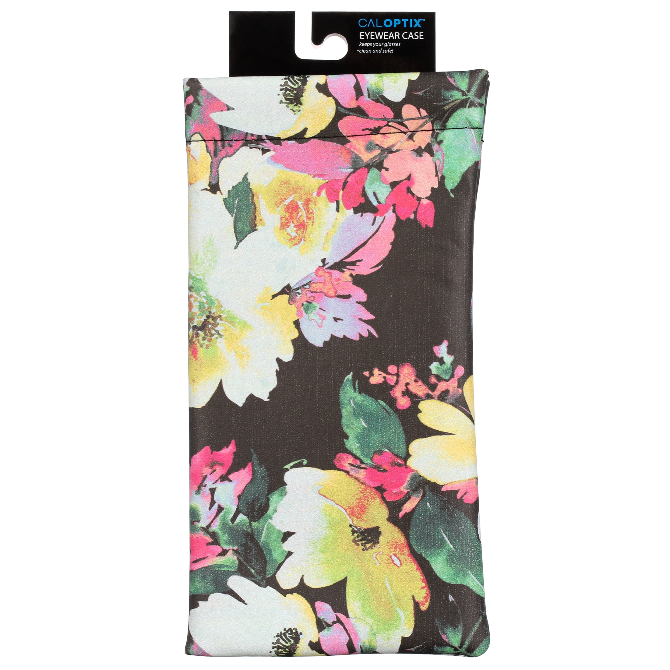 Caloptix Women's Black Floral Squeezer Fabric Eyeglass Case