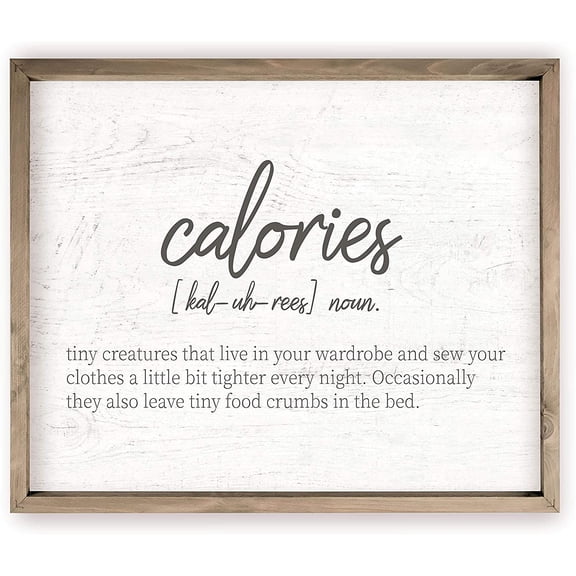 Calories Definition Rustic Wood Sign 12x15 (Frame Included)