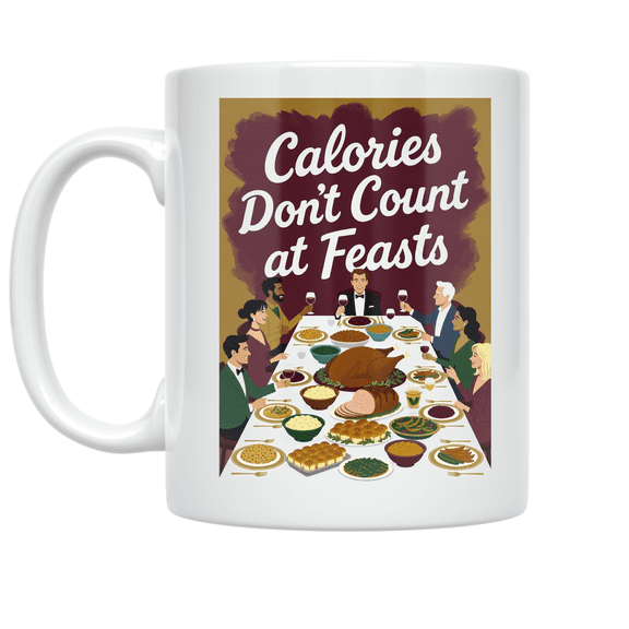 Calories Don't Count at Feasts - Food Enthusiast - 11 oz Ceramic Coffee Mug