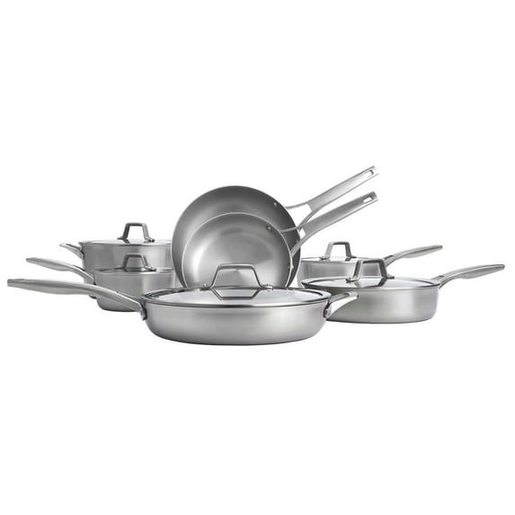 Calphalon 12 Piece Premier Stainless Steel Cookware Set with Tempered Glass Lids, Silver