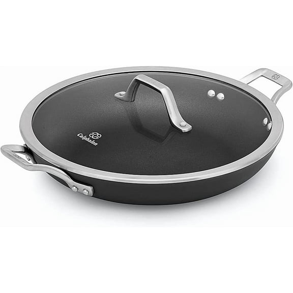 Calphalon 1948256 Signature Hard Anodized Nonstick Covered Everyday Chef Pan, 12", Black