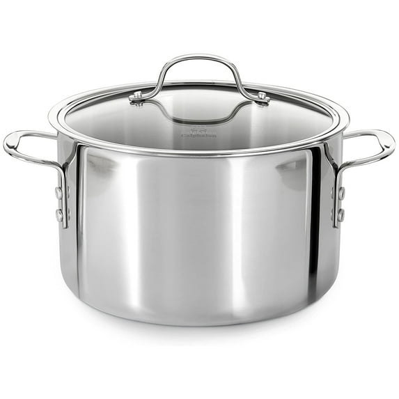 Calphalon 8 Quart Tri-Ply Stainless Steel Stock Pot with Lid and Aluminum Core