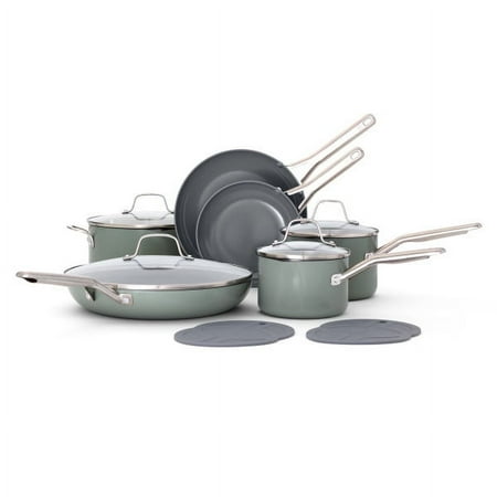 Calphalon Ceramic Nonstick 12-Piece Cookware Set, Silver Ash
