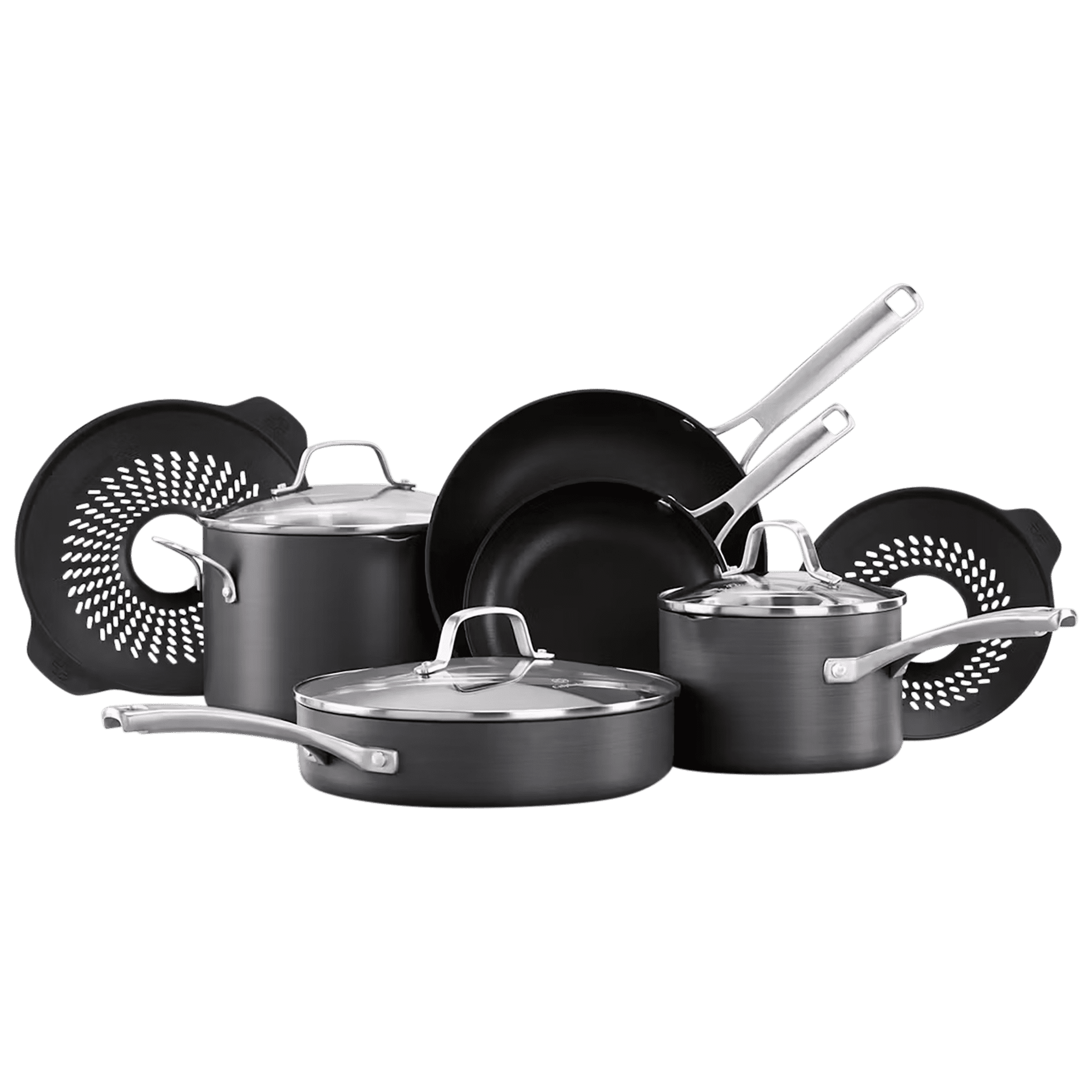 Hard-Anodized Nonstick 10-Piece Cookware Set with Inserts