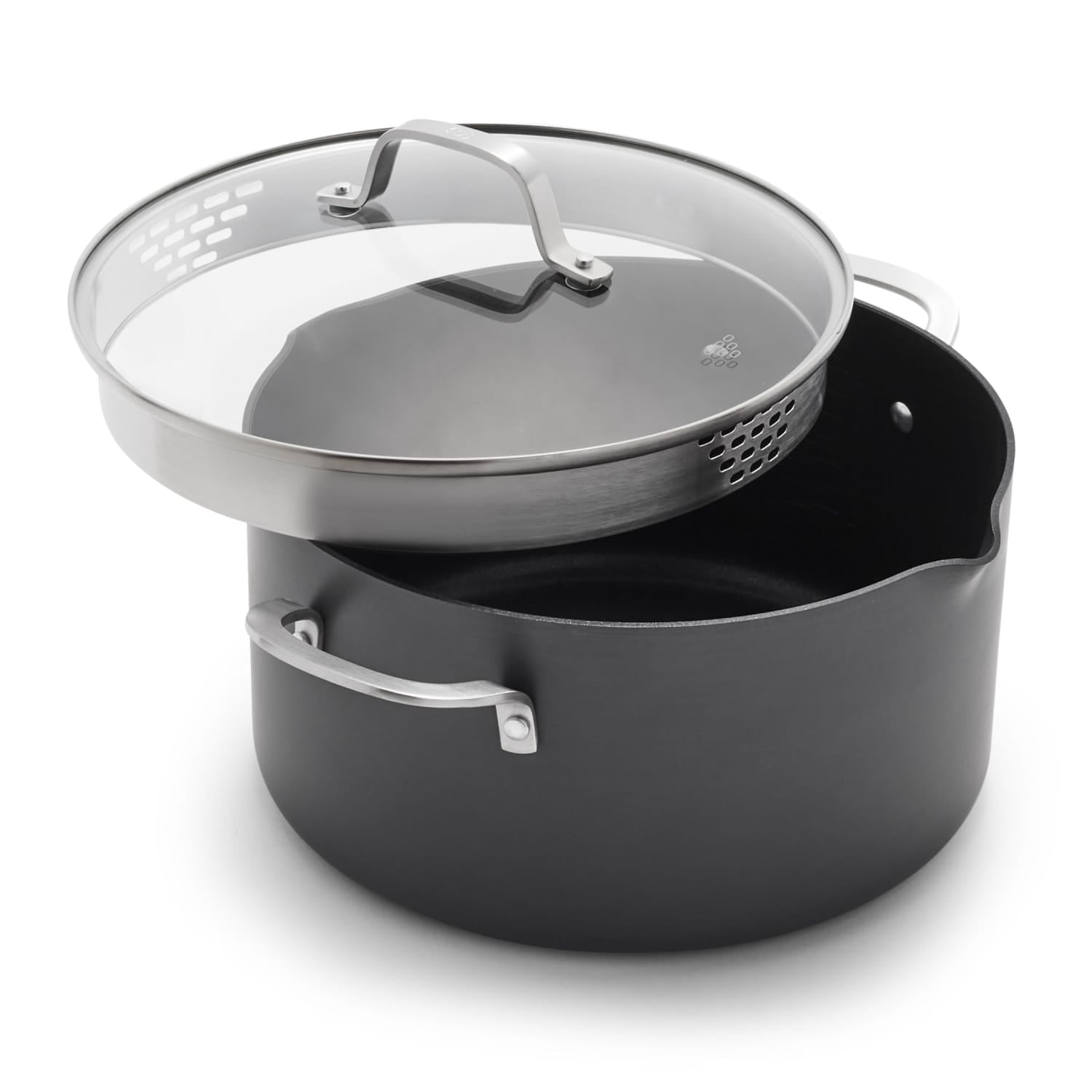 Calphalon Classic Dutch Oven – 7 Quart (ca. 6,6 L), Antihaftbeschichtet, Grau – Mit Glasdeckel, Ofenfest Bis 250°C
