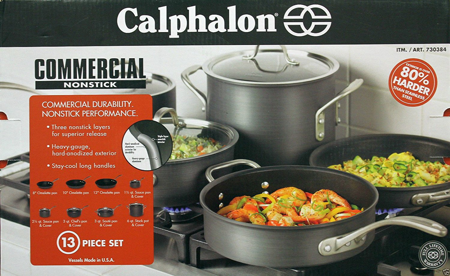 Calphalon Commercial Nonstick Hard Anodized 13 Piece Cookware Set