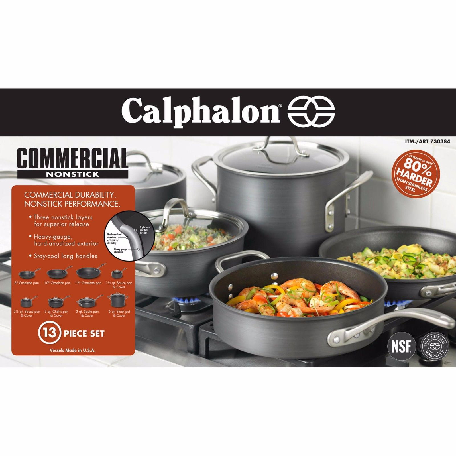 Calphalon Commercial Nonstick Hard Anodized 13 Piece Cookware Set