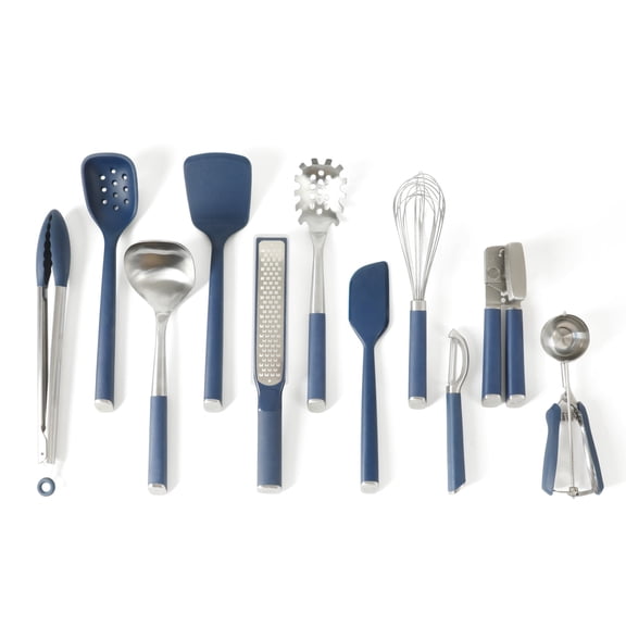 Calphalon Edge 11 Piece Stainless Steel Kitchen Tools and Gadgets Set- Navy Blue