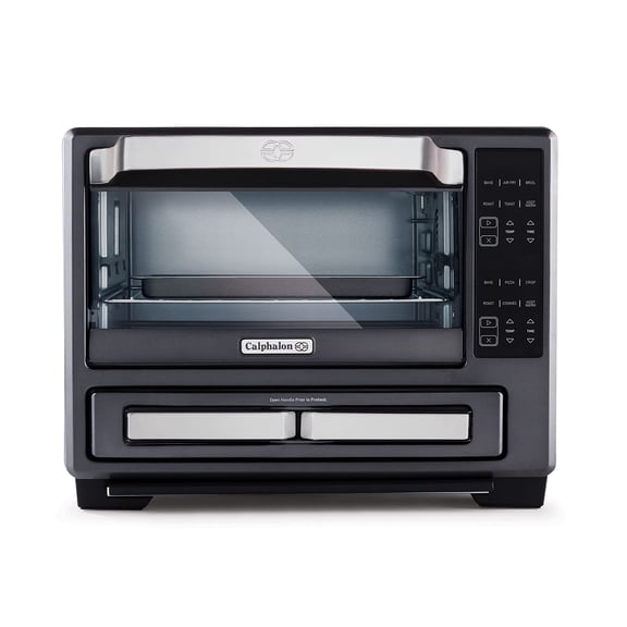 Calphalon Performance 12-in-1 Air Fry Toaster Oven with Dual Zone 12" Pizza Drawer Oven combo,Digital Precision Controls, Dark Stainless