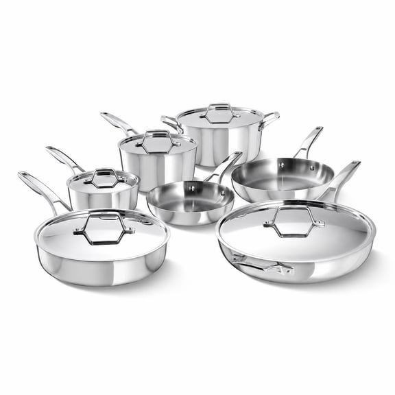 Calphalon Premier 5-Ply Polished Stainless Steel 12-Piece Cookware Set with Lids