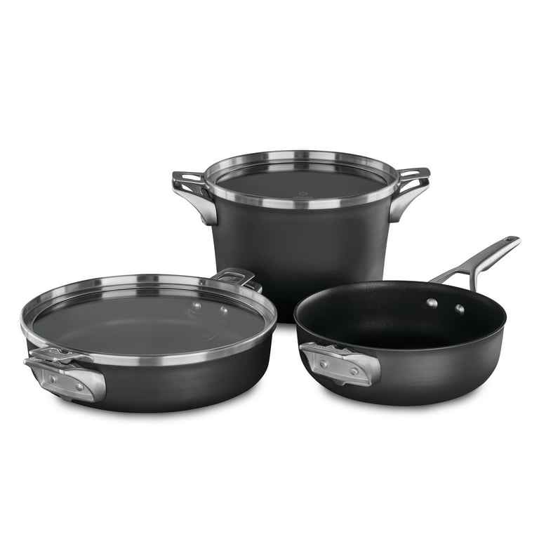 Calphalon Premier Space Saving Stainless Steel 3 Piece Set, 10-in. Stack Cookware  Set 