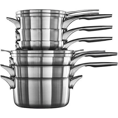 Calphalon Premier Space-Saving Stainless Steel Pots and Pans, 10-Piece Cookware Set