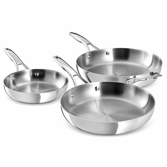 Calphalon Premier Stainless Steel 3-Piece Fry Pan Set with Turbo Temp Technology