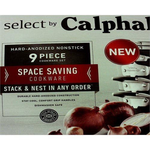 Calphalon Select 9-Piece Hard Anodized Space-Saving Dishwasher Safe Cookware Set