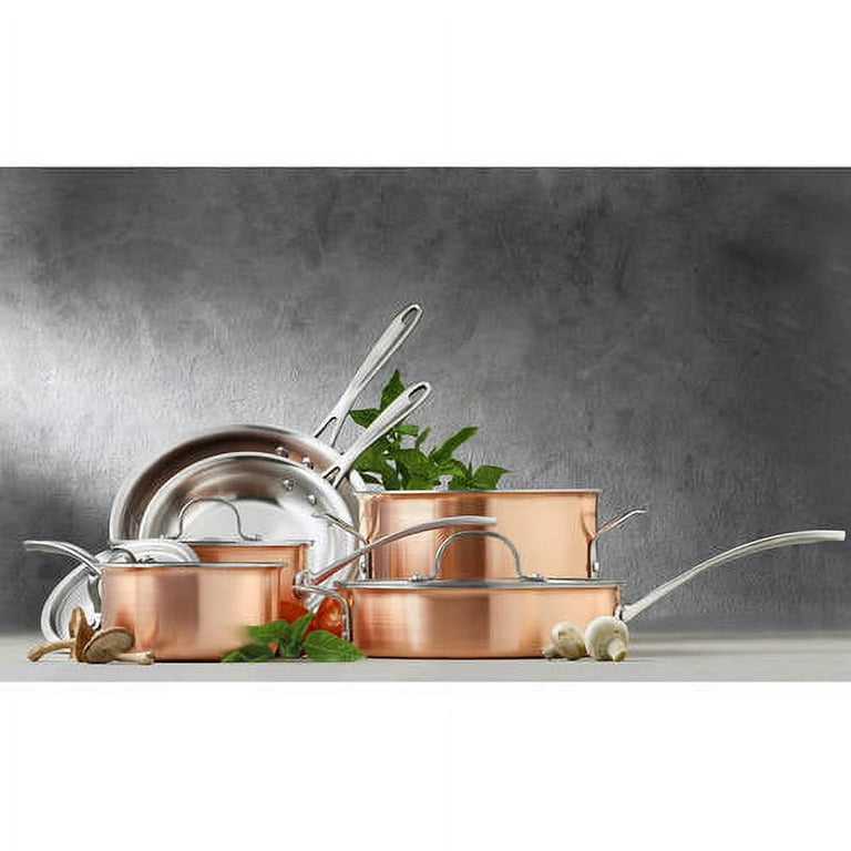 9 Pieces Tri-Ply Bonded Copper Cookware Set Food-grade Stainless Steel  Interior
