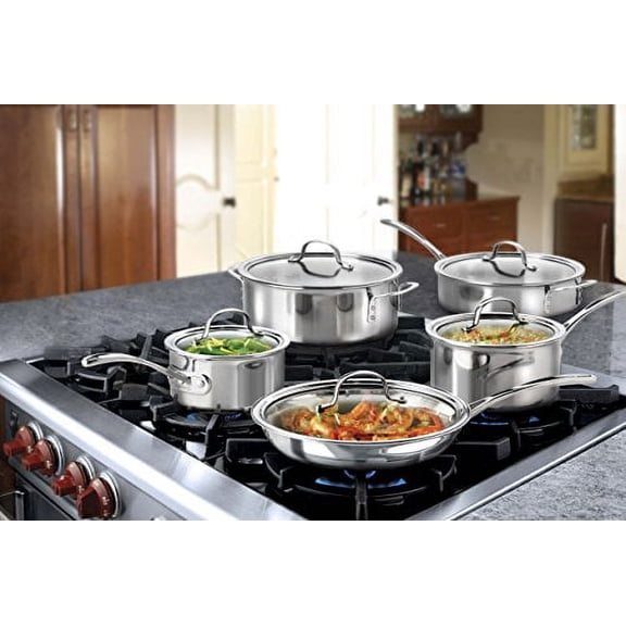 Restored Calphalon 10 Piece Tri-Ply Cookware Set, Medium, Stainless Steel (Refurbished)