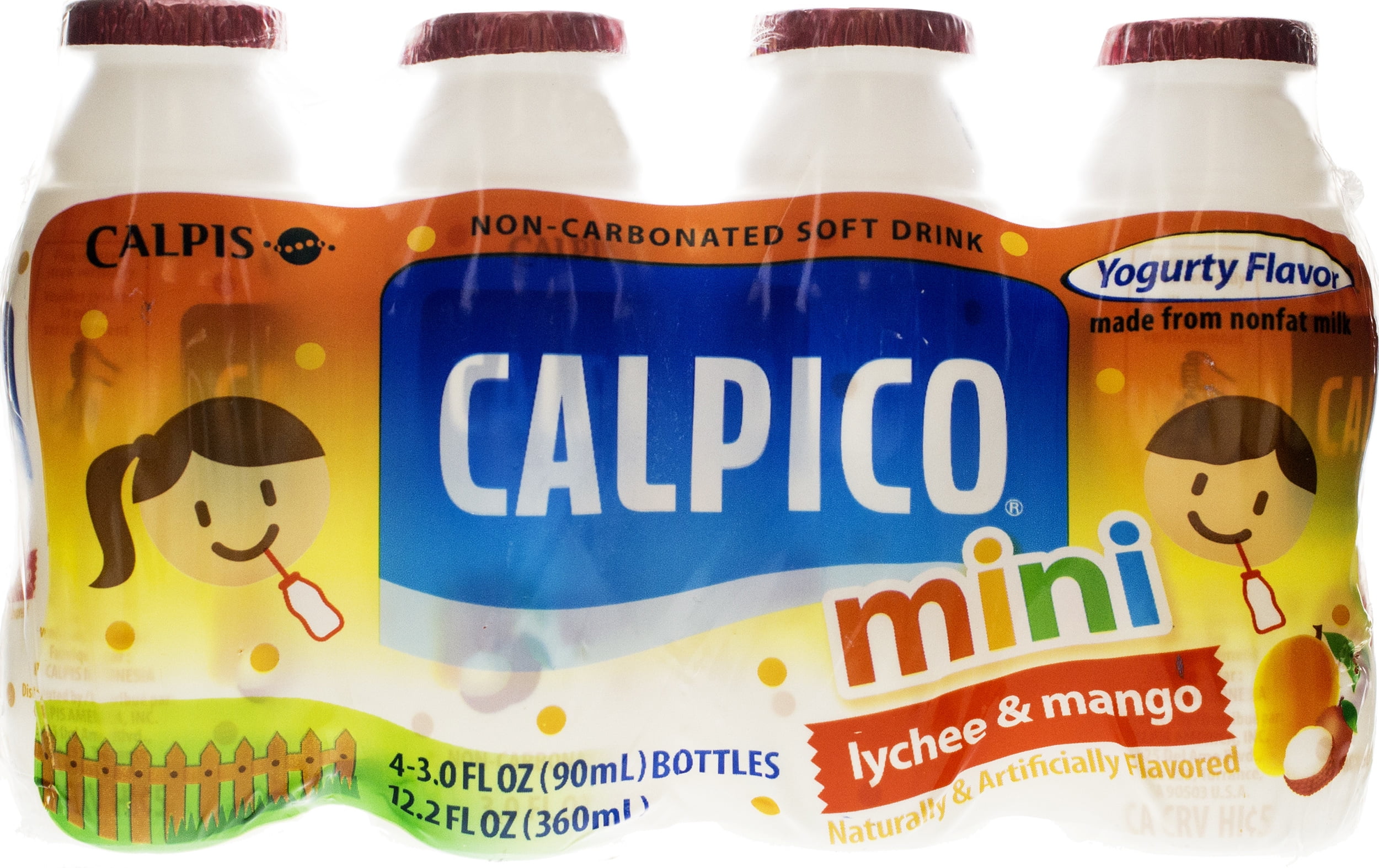 Calpico Mini Lychee and Mango Flavor Drink, 4 count, 3 oz