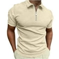 thumbnail image 1 of Calssic Fit Polos Shirts for Men,Spring Summer Solid Color Collared Short Sleeve Shirt Men Casual Business High Stretch Tops with Quarter Zipper, 1 of 6