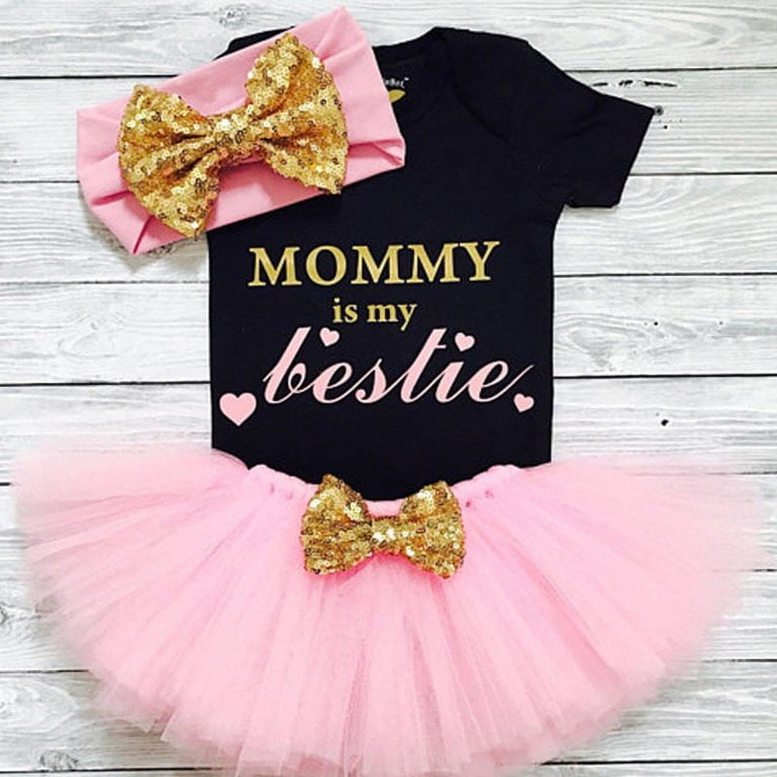 Baby Girl Romper Tutu Skirt Dress Party Princess Outfit Set Cotton (0-3M)