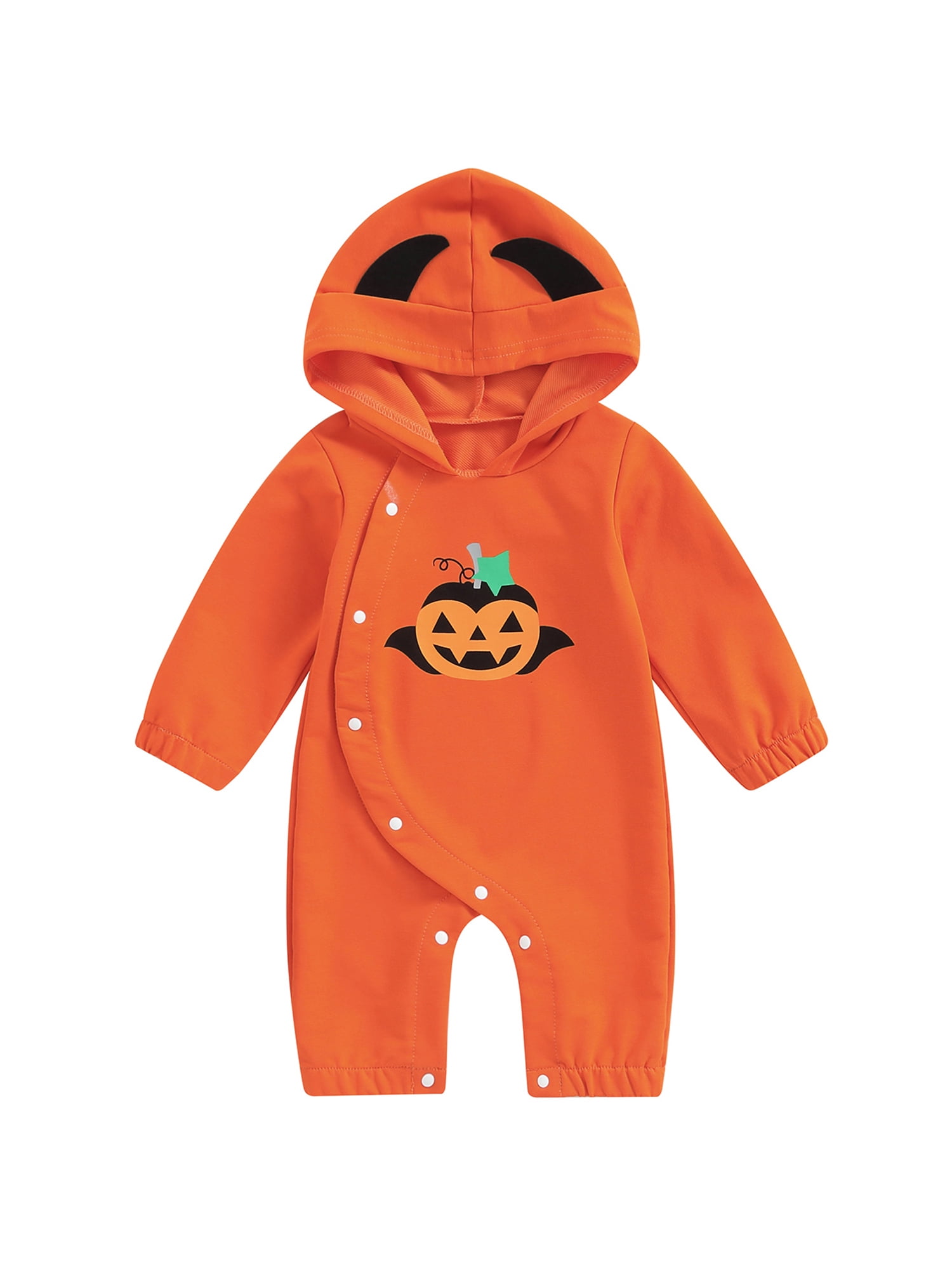 Halloween Baby Boy/girl Cotton Batwing Sleeve Pumpkin & Letter Print  Jumpsuit With Hat Set - Temu Poland