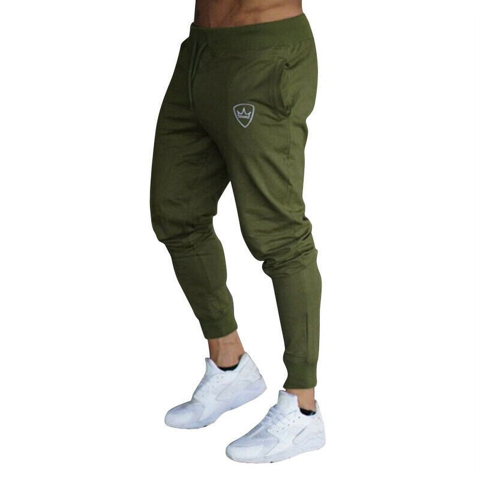 Calsunbaby Mens Slim Fit Tracksuit Sport Gym Skinny Joggers Sweat Pants Green XXL