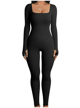 Herrnalise Women Y2k Bodycon Romper Shorts One Piece Low Cut Short Jumpsuit  Playsuit Ribbed Knit Sexy Bodysuit Unitard V-Neck Long Sleeve Yoga Rompers
