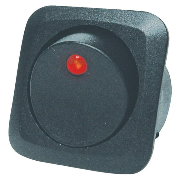 Calterm 40600 Automotive Lighted Round Rocker Switch with Red LED, 25 A