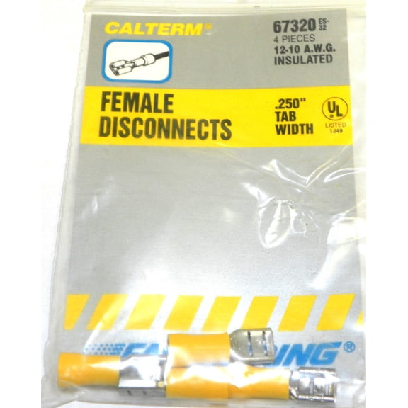 Calterm 67320 .250" Tab Width 12-10 AWG, Female Disconects 4 Pcs