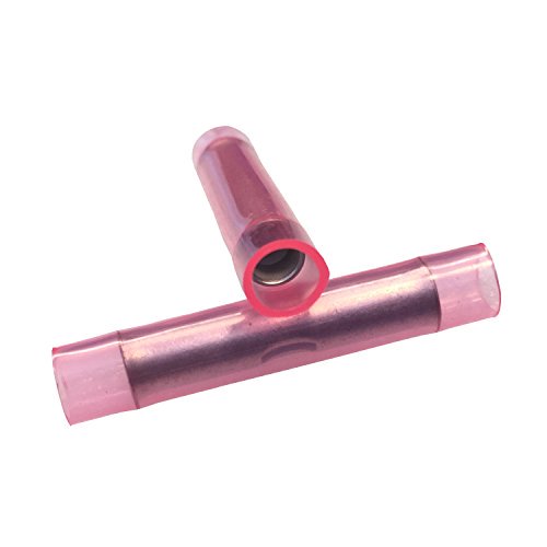 Calterm 65501 Anti-Vibration Butt Splice Terminals, 22-18 Gauge Wire (AWG), Wire Terminal, 10 Pk., Red