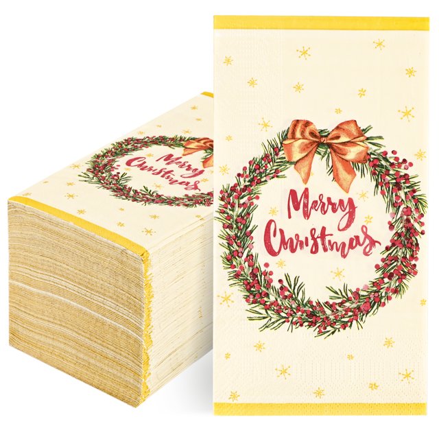 Caltero 100 PCS Christmas Napkins 3 Ply Paper Guest Napkins Berry