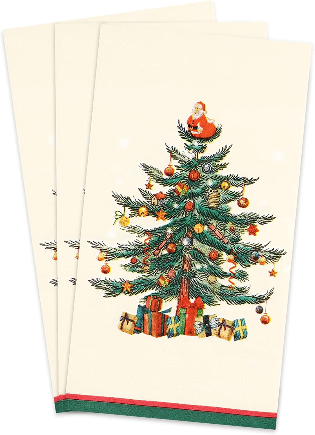 Caltero 100 PCS Christmas Paper Napkins 3 Ply Paper Christmas Tree