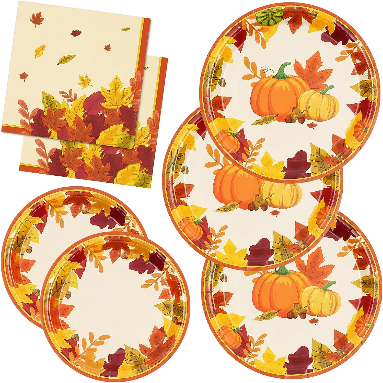 Caltero 200 PCS Fall Plates and Napkins Set Serves 50 Guests ...