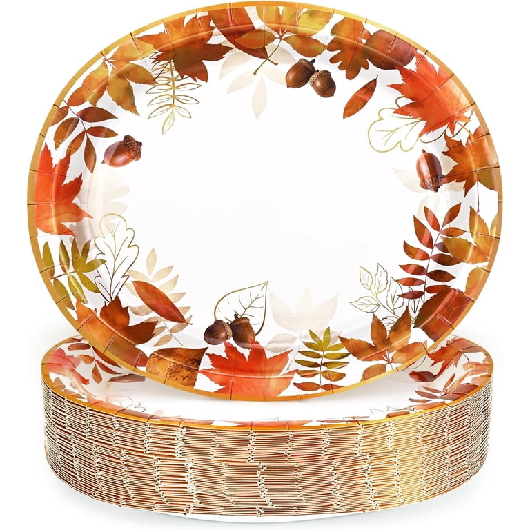 Caltero 50PCS Fall Paper Plates, Thanksgiving Disposable Large Plates ...