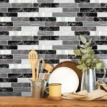 Caltero Brick Wallpaper Peel and Stick Wallpaper Black and Gray Removable Waterproof Contact Paper, 17.7"x 118"