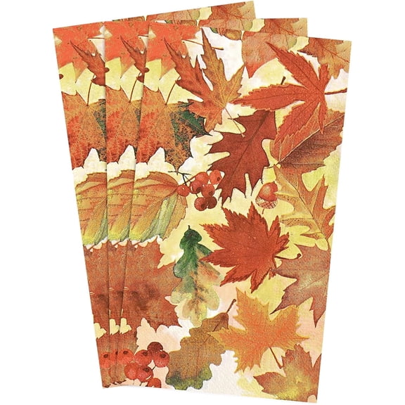 Caltero Fall Paper Napkins 3 Ply Disposable Paper Thanksgiving Napkins Maple Leaves Dinner Napkins for Fall Thanksgiving Holiday Party, 100 Pcs