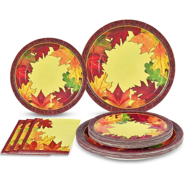Caltero Fall Paper Plates and Napkins Thanksgiving Party Supplies Fall