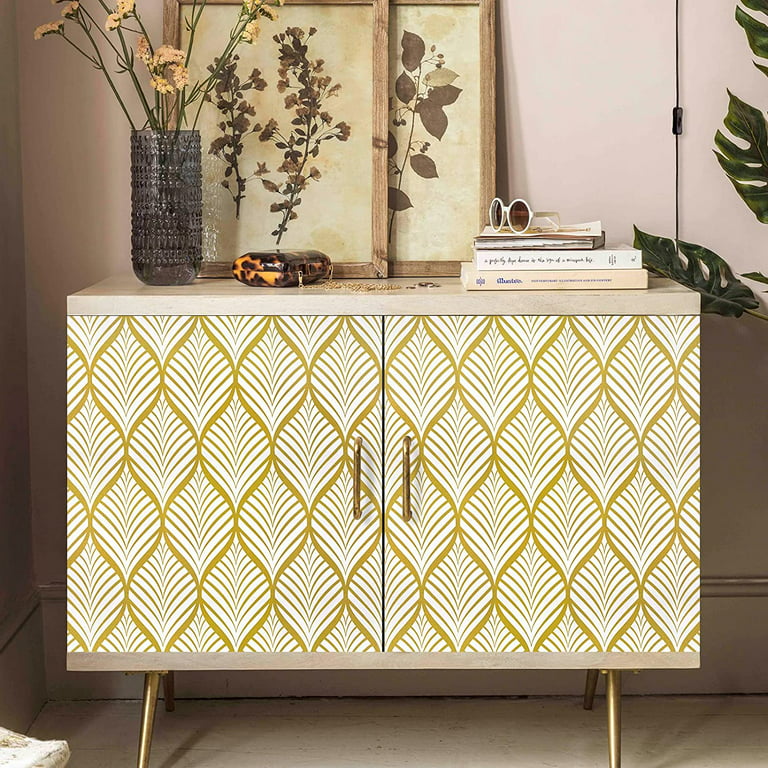 Peel and Stick Wallpaper White and Gold Contact Paper for Cabinets