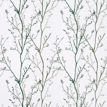 Caltero Green Tree Branch Wallpaper Floral Peel and Stick Wallpaper Self Adhesive Removable Contact Paper, 17.7" x 118"