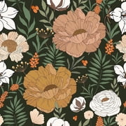 Caltero Large Floral Peel and Stick Wallpaper Vintage Floral Wallpaper Boho Floral Contact Paper Leaf Wallpaper Self Adhesive Removable Wallpaper,17.71" x 118"
