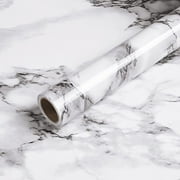 Caltero Marble Wallpaper Peel and Stick Countertop Wall Stickers Black and White Wallpaper for Bathroom Kitchen Walls,15.7" x 118"