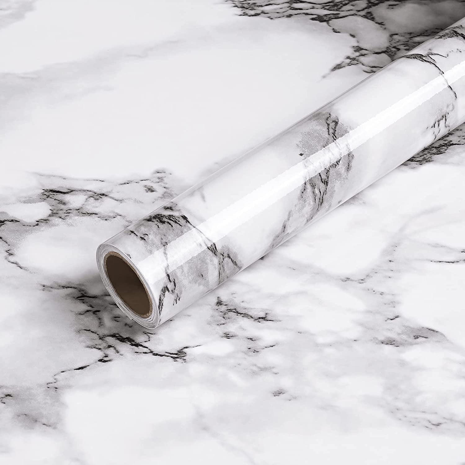 &ldquo;Caltero Waterproof Marble Wallpaper, Peel & Stick Black White Contact