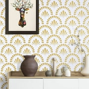 Caltero Peel & Stick Boho Gold Floral Wallpaper Self Adhesive Wallpaper,17.72 in x 16.4 ft