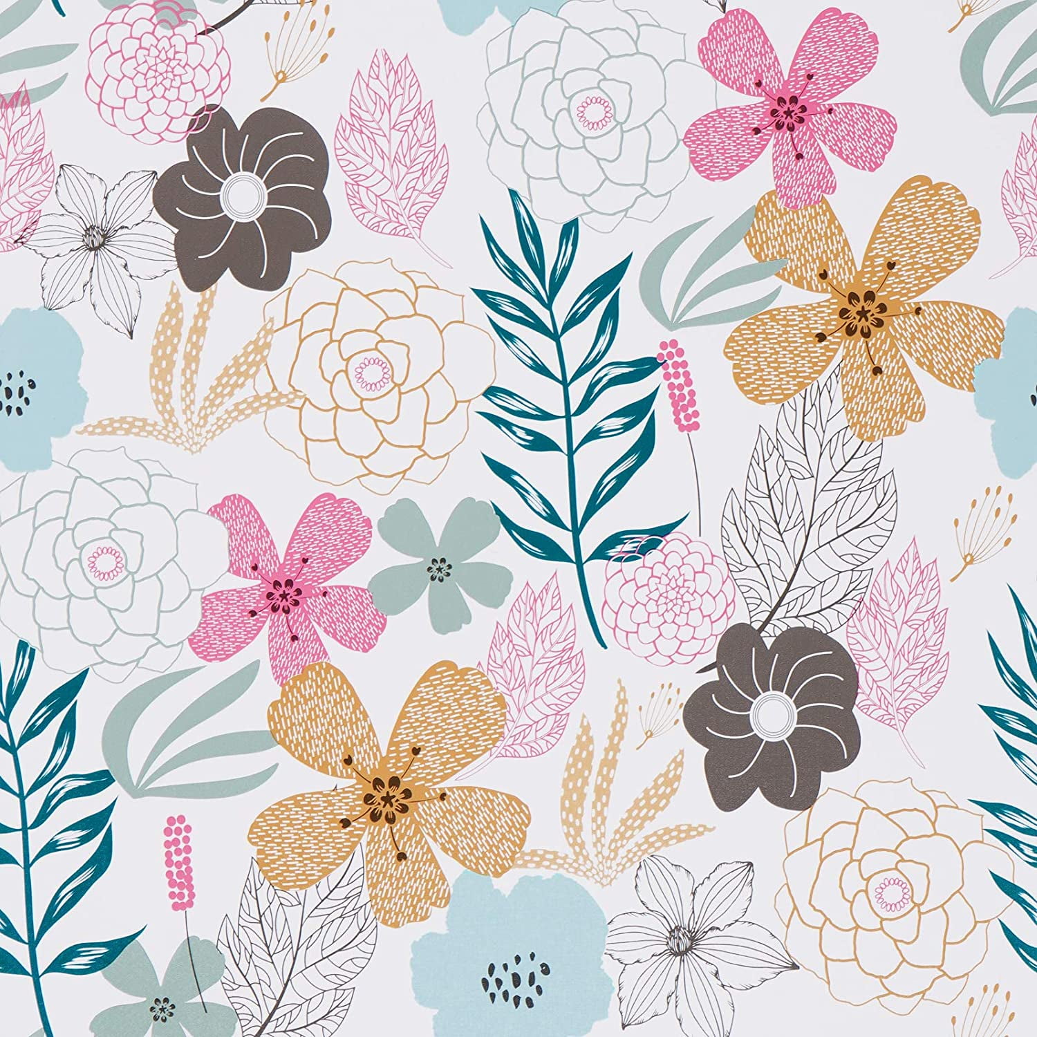Caltero Peel and Stick Floral Wallpaper Self-Adhesive Removable Contact Paper for Wall Decor, 17.7in x394in
